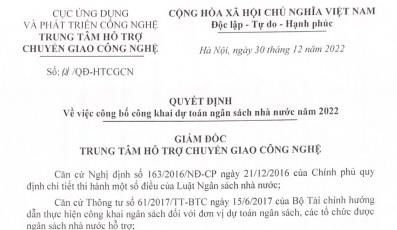 VTTC công khai dự toán ngân sách nhà nước năm 2022