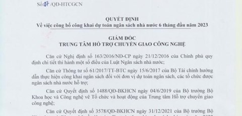 VTTC công khai dự toán ngân sách 6 tháng đầu năm 2023