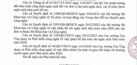 công khai dự toán ngân sách nhà nước Quý II năm 2024