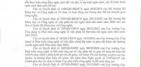 Quyết định về việc công bố công khai dự toán ngân sách nhà nước năm 2024